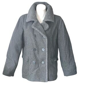 Vintage American Eagle Wool Sherpa Peacoat Double Breasted